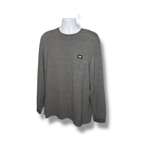 CAT Caterpillar Workwear Long Sleeve Crewneck Pocket T Shirt Gray Men's XL Tee - Picture 1 of 4